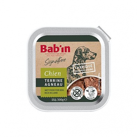 BAB\'IN - Terrine Chien Adulte AGNEAU, Sans Céréales & Mono-protéine