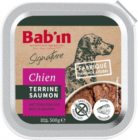 BAB\'IN - Terrine Chien Adulte SAUMON, Sans Céréales & Mono-protéine