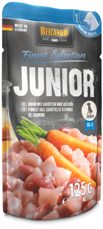 BELCANDO®  - FINEST Sélection - Sachet JUNIOR au Poulet avec Carottes & Huile de Saumon