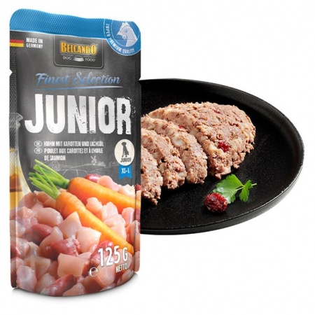 BELCANDO®  - FINEST Sélection - Sachet JUNIOR au Poulet avec Carottes & Huile de Saumon