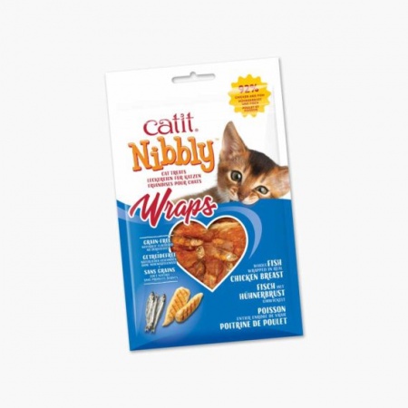 CATIT - Friandises Chat Nibbly Wraps Poulet & Poisson Sans Céréales - 30g