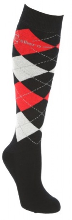 COVALLIERO - Chaussettes d\'Équitation BRESCIA / Bleu nuit & Rouge Hibiscus