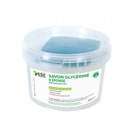 ESC LABORATOIRE - Savon Glycérine + éponge, entretien des cuirs - 500g