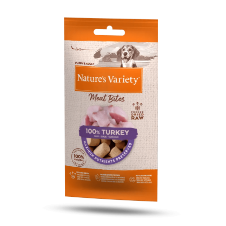 NATURE\'S VARIETY - Meat Bites (Aliment Complémentaire) Lyophilisé 100% DINDE