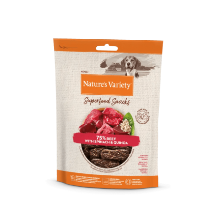 NATURE\'S VARIETY - Superfood Snacks / Friandises Chien BOEUF, Épinards & Quinoa