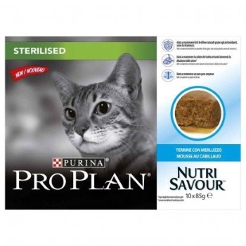 PURINA PROPLAN - NutriSavour Sterilised Cabillaud Pâtée en mousse 10x85g