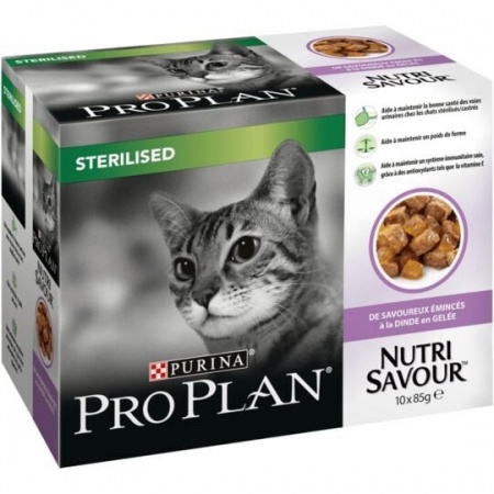 PURINA PROPLAN - NutriSavour Sterilised Dinde - Pâtée en gelée 10x85g