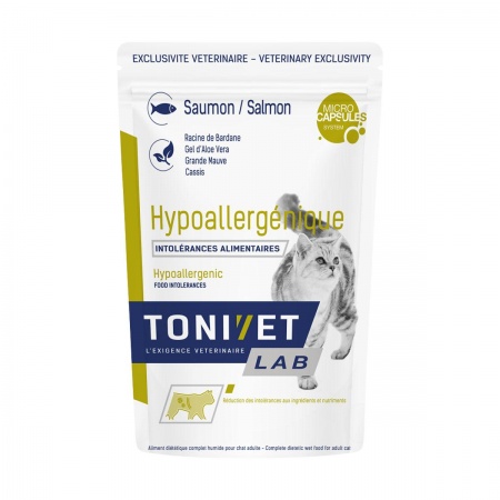 TONIVET® - LAB Chat - Sachet Aliment Complet Humide HYPOALLERGÉNIQUE au Saumon