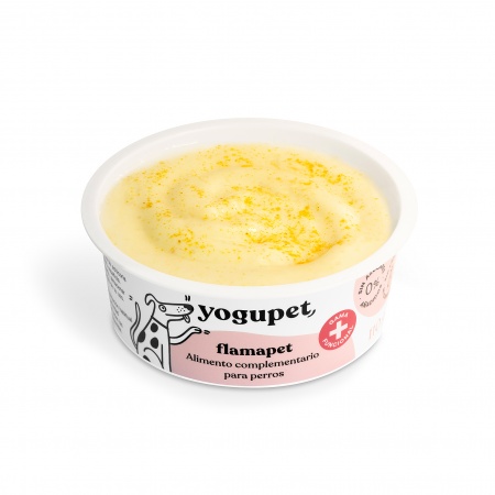 yogupet - Yaourt pour Chien FLAMAPET (Sans Lactose & Sans Sucre Ajouté) avec de l\'Inuline, du Collagène, du Miel & Curcuma